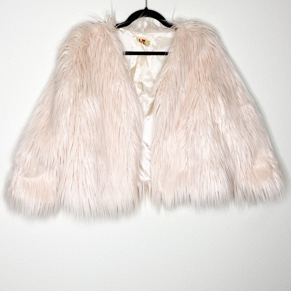 Love Point Baby Pink Faux Fur Coat